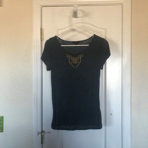 Banana Republic grey shirt with gold beads